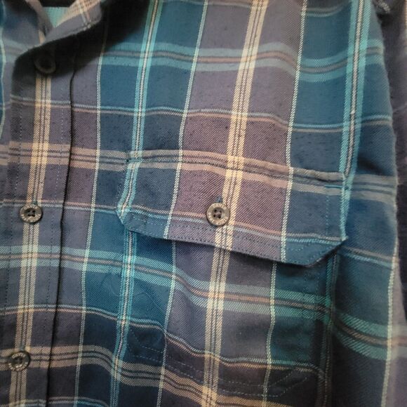 Orvis Shirt Mens XL Blue Purple Plaid Double Pocket Button Down Polyester - Picture 5 of 7